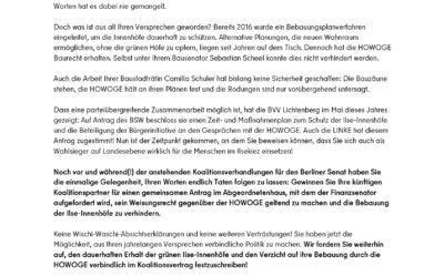 Offener Brief an die Berliner LINKE: Rot-grün-rote Koalitionspartner sollen gemeinsam Bebauung im Ilsekiez stoppen